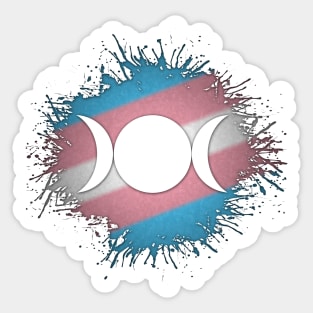 Paint Splatter Transgender Pride Flag Triple Goddess Moon Sticker